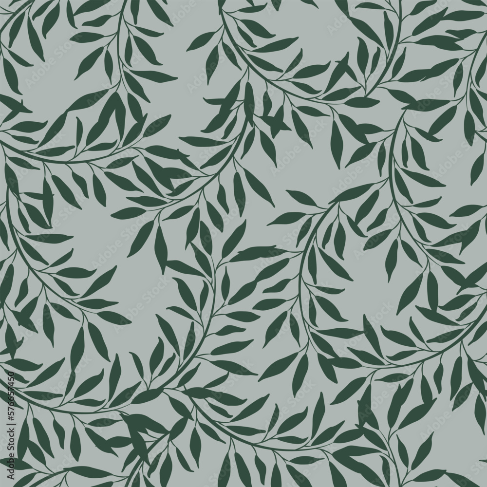 Modern summer tropical leaves seamless pattern design. Vector hand-drawn leaves seamless pattern. Abstract trendy floral background. Pattern for wrapping paper or fabric.