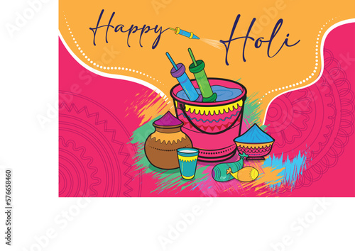 Happy Holi Festival Of Colors Illustration Of Colorful Gulal For Holi  In Hindi Holi Hain Meaning Its Holi