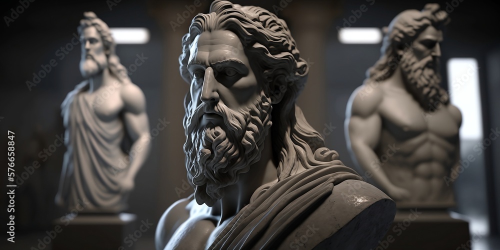 Greek statues of a man, Generative AI.