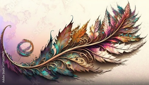 beautiful background he made of fractal leaves watercolor graphic styles, generative AI