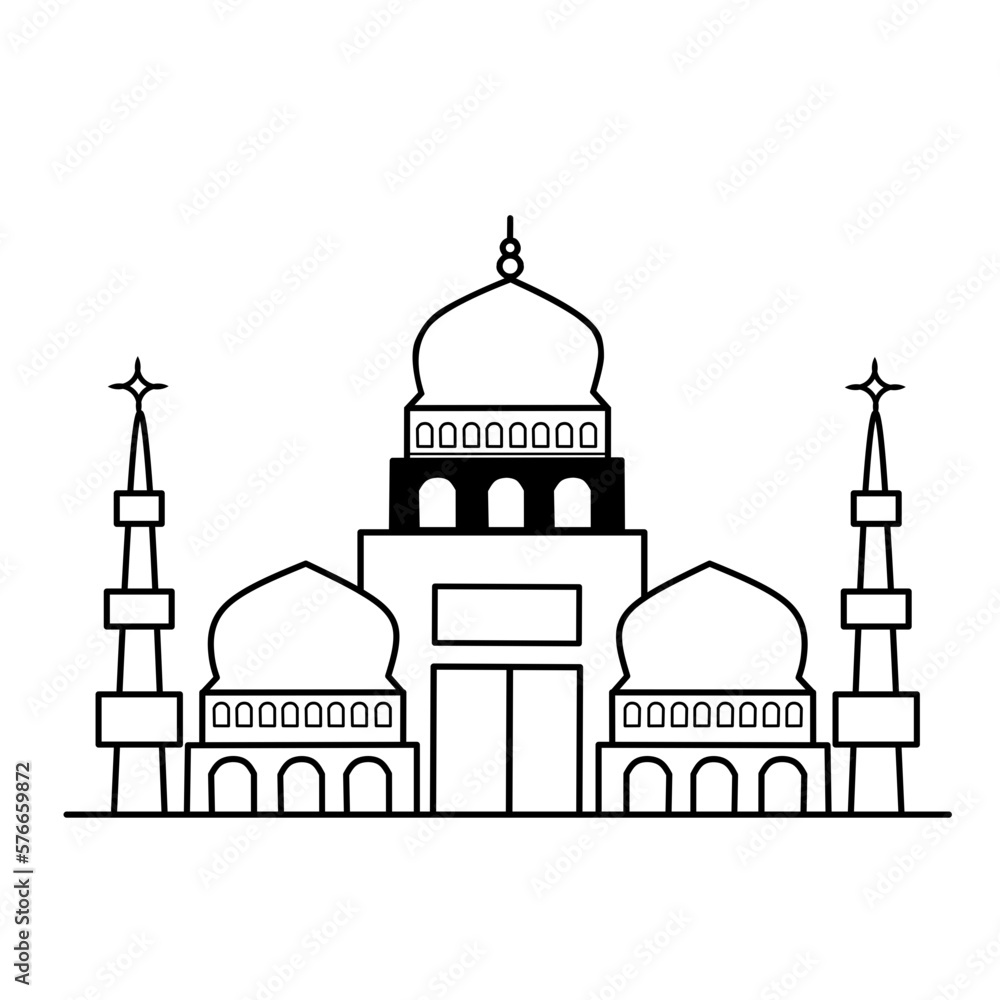 Mosque Line Art, Ramadan Kareem, Ramadan Element