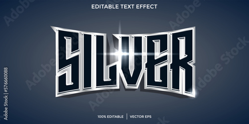 Silver 3D editable text effect template