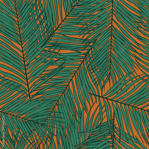 Palm leaves seamless pattern design. Tropical leaves branch summer pattern design. Tropical floral pattern background. Trendy Brazilian illustration. 