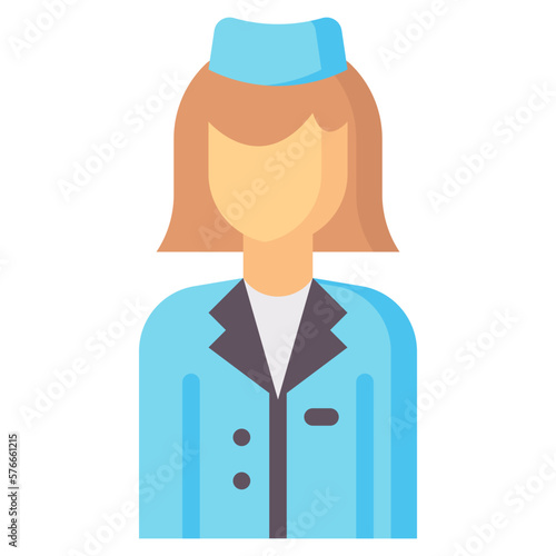 air hostess avatar flat icon