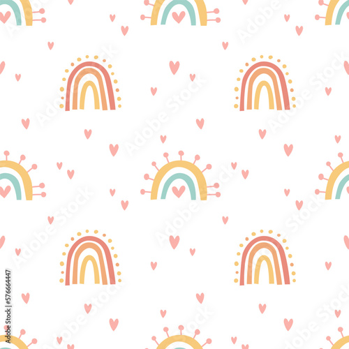 a vector seamless simple cute rainbow pattern
