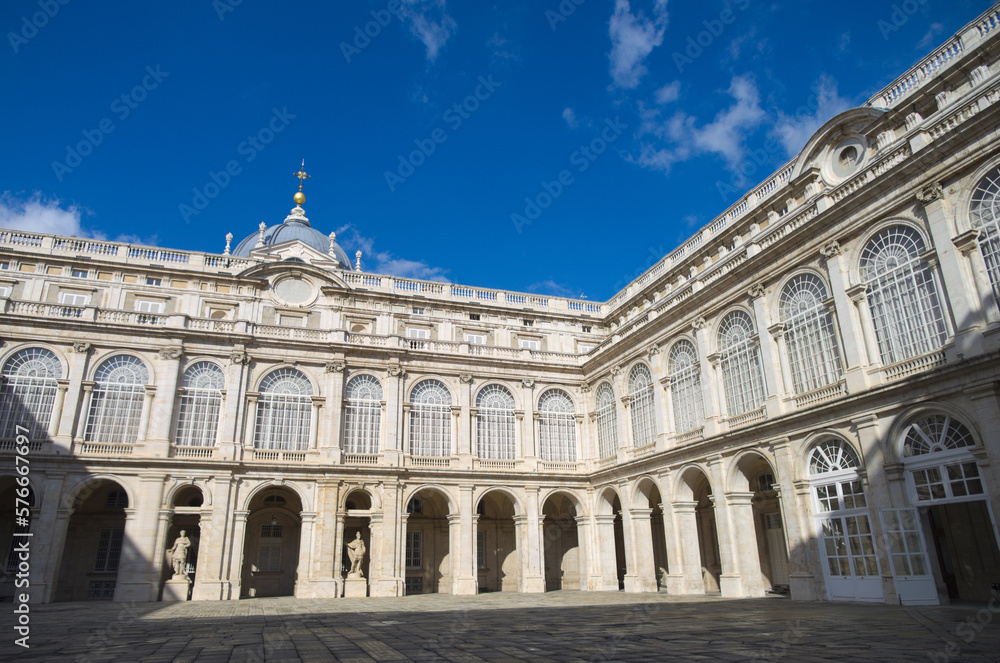exterior of Royal palace yard in Madrid, Spain 