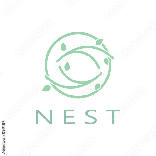 bird nest logo icon illustration design template, for bird farm, bird business, bird house, bird conservation with modern minimalist vector concept