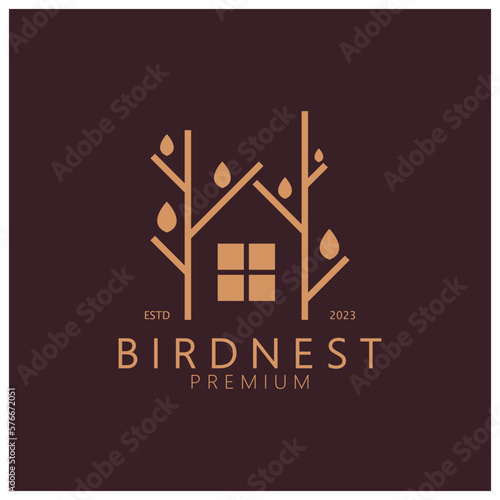 bird nest logo icon illustration design template, for bird farm, bird business, bird house, bird conservation with modern minimalist vector concept