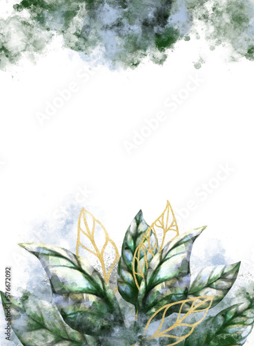 Green leaves on a transparent background. Hand drawn illustration.