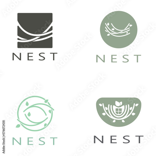 bird nest logo icon illustration design template, for bird farm, bird business, bird house, bird conservation with modern minimalist vector concept