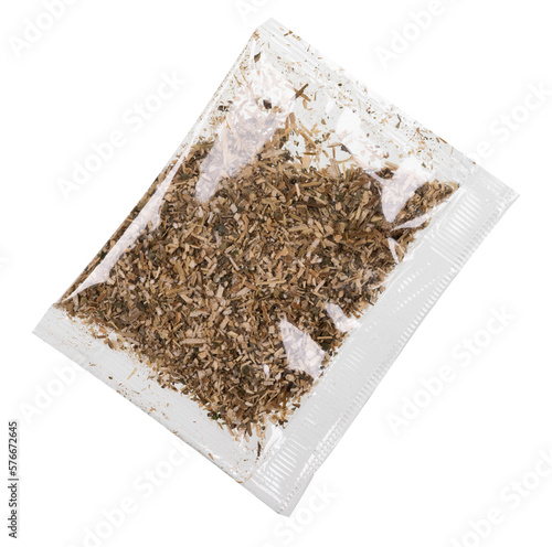 Slika na platnu Dried catnip in a foil package isolated from the background