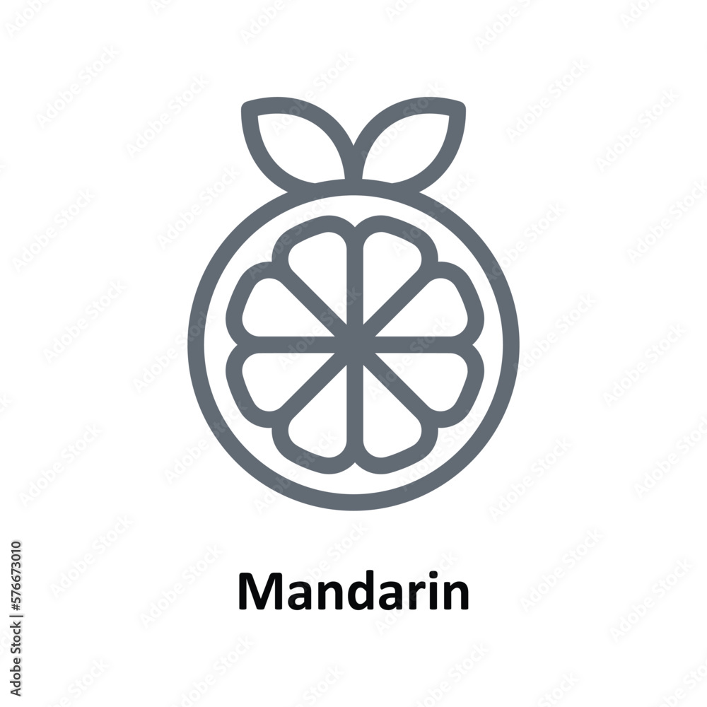 Mandarin Vector  outline Icons. Simple stock illustration stock