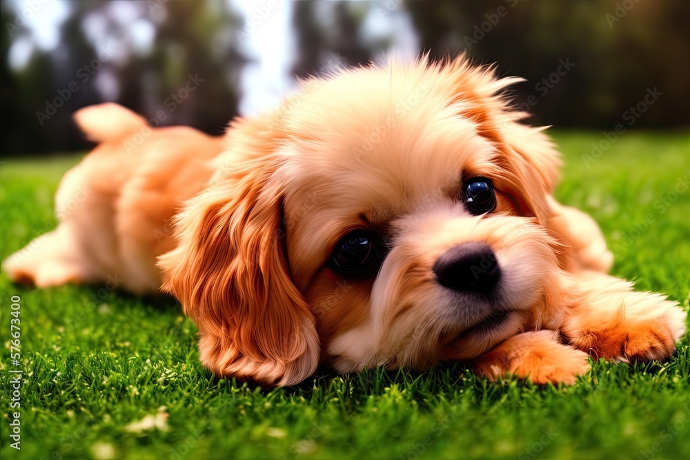 Maltese dog, pet, white maltese puppy in garden, generative ai, summeritme Maltese dog, pet, white maltese puppy in garden, generative ai, summeritme