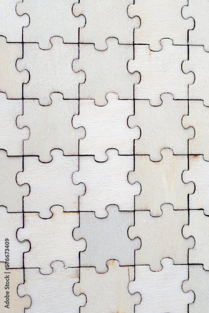 Puzzle pieces grid, jigsaw puzzle beige wood, success mosaic solution template, horizontal. Blank assembled puzzles with copy space. Puzzle pieces grid, jigsaw puzzle beige wood, success mosaic solution template, horizontal. Blank assembled puzzles with copy space.