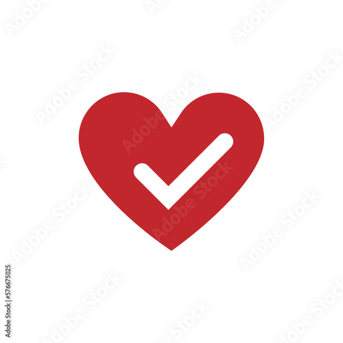 Heart Check Logo Design.Vector illustration isolated on white background.Eps 10.