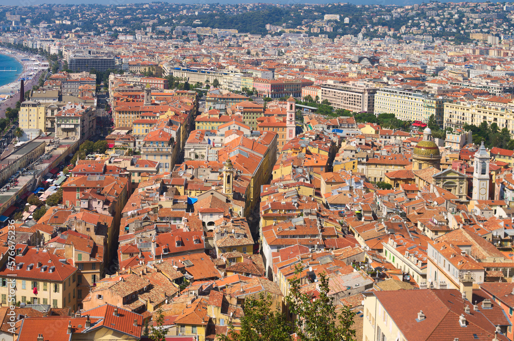 tile roofs of old town of  Nice, Cote-d-Azure, France 