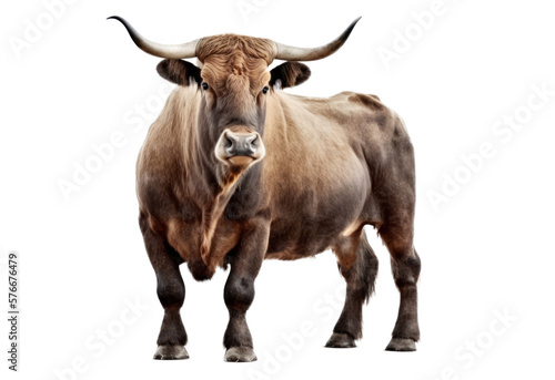 Bull isolated on white  transparent background  PNG  generative ai  