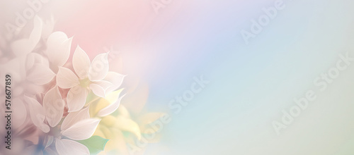 A soft pastel colored floral background with copyspace - Generative AI