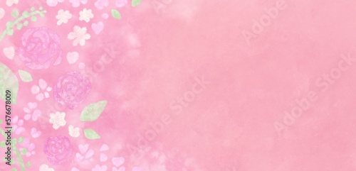 ふんわやさしいお花の手描きイラスト背景, 母の日 薔薇 ピンク