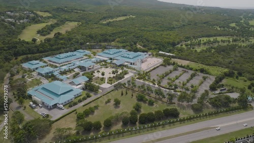 Aerial view of a holiday resort along the road along the coast at Montego Bay, Saint James, Jamaica. photo