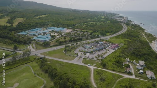 Aerial view of Montego Bay with a cloudy sky in Saint James, Jamaica. photo