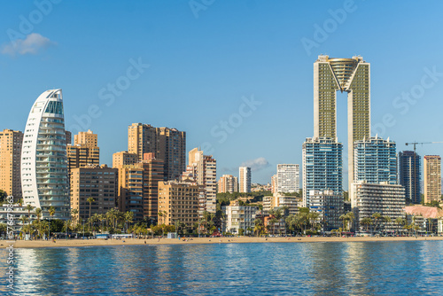 high modern buildings apartment buildings and hotels on the Ponent beach