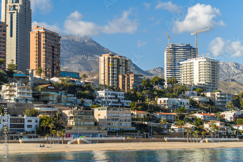 high modern buildings apartment buildings and hotels on the Ponent beach