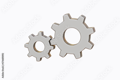 3d Cogwheel gear, setting symbol. Repair, and optimizing. Isolated 3d object on a white background