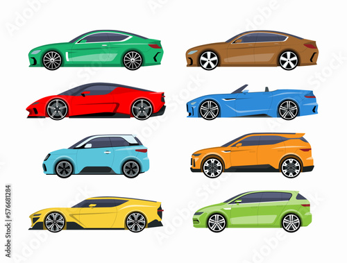 Set of modern cars.