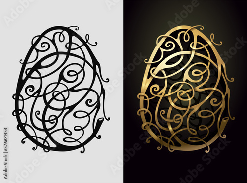 Golden Easter egg made from wicker vine