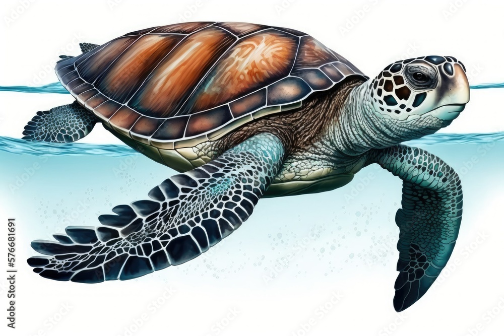 Obraz premium AN ABSOLUTELY STUNNING SEA TURTLE FROM THE MALDIVES. Generative AI
