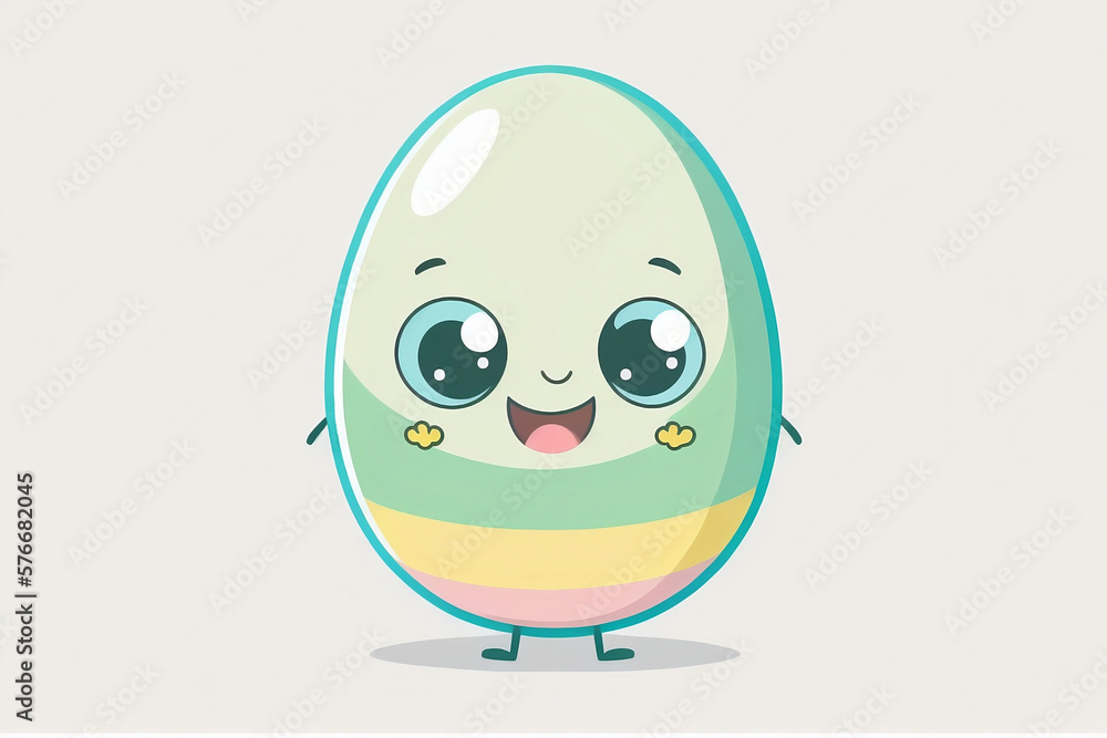 Cartoon character - cute happy easter egg standing on light background. Generative AI Cartoon character - cute happy easter egg standing on light background. Generative AI