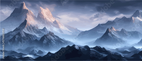 Fotografia Fantasy epic magic mountain landscape