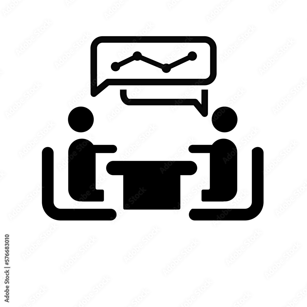 analytical discussion icon, business meeting vector illustration