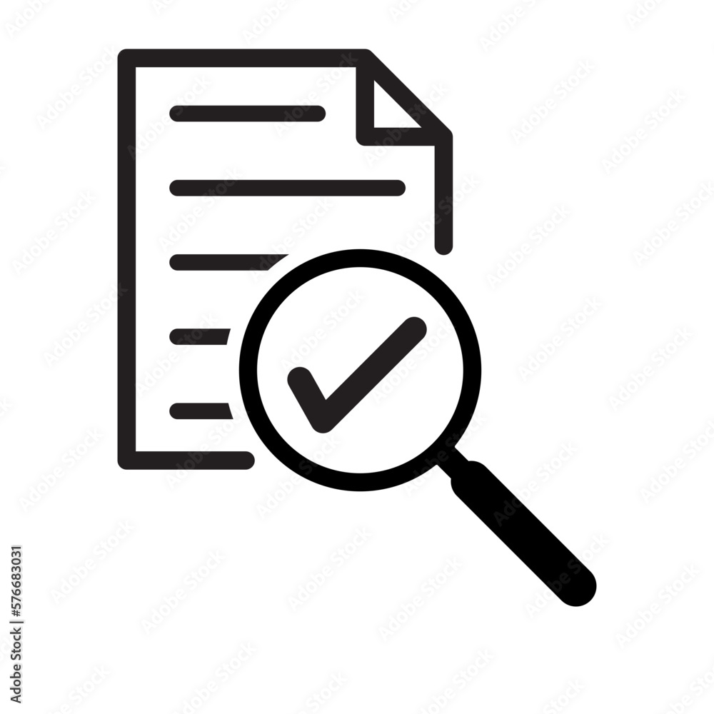 audit icon vector, magnifying glass like check assess sign audit icon vector, magnifying glass like check assess sign