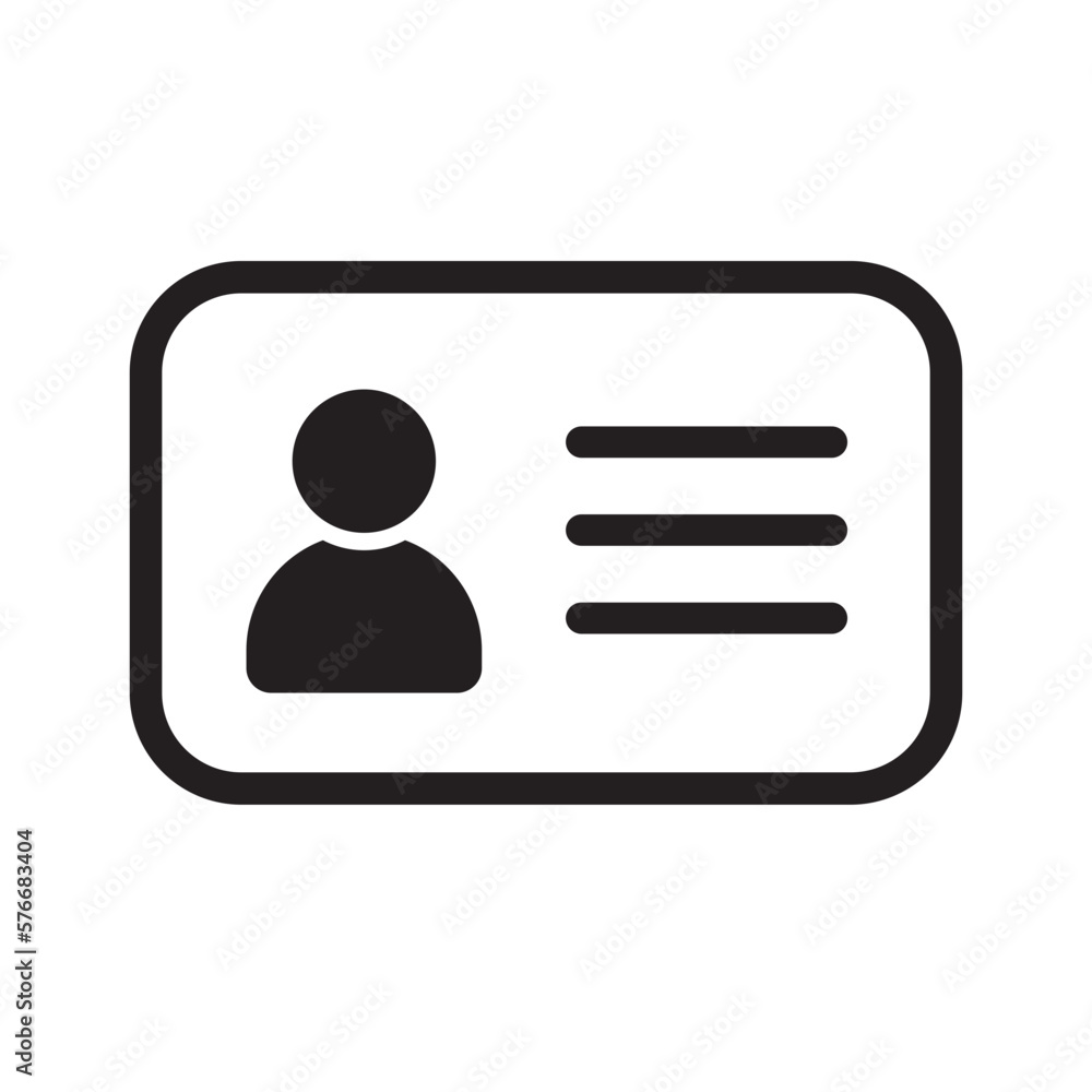 Id card icon, personal identification document vector Id card icon, personal identification document vector