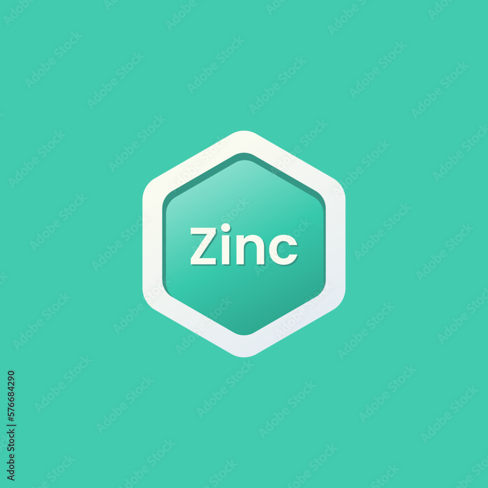 Zinc label vector or Zinc icon vector isolated on tosca background