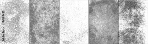 Set Of Black Halftone Texture On White Background. Modern Dotted Futuristic Backdrop. Fade Noise Overlay. Digitally Generated Image. Pop Art Style. Vector Illustration, Eps 10.