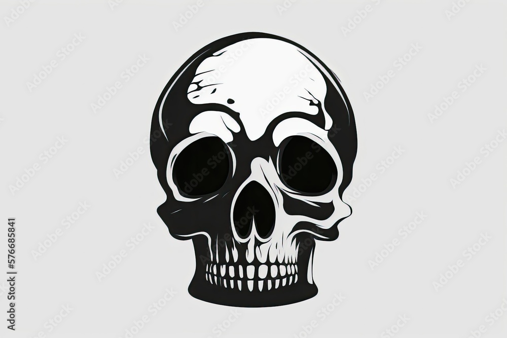 Obraz premium Skull of a human, posed against a white background. Generative AI