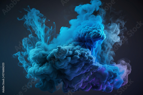 colorful blue smoke on dark background