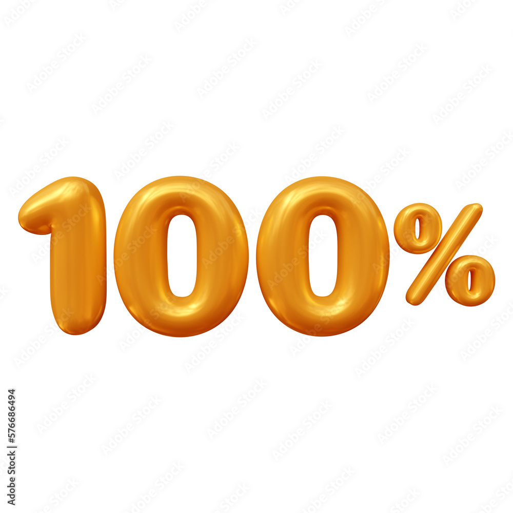 100 percent with orange balloon style in 3d rendering for discount, promotion and sale banner concept. 100 percent with orange balloon style in 3d rendering for discount, promotion and sale banner concept.