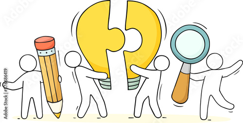 Business idea concept with people and light bulb