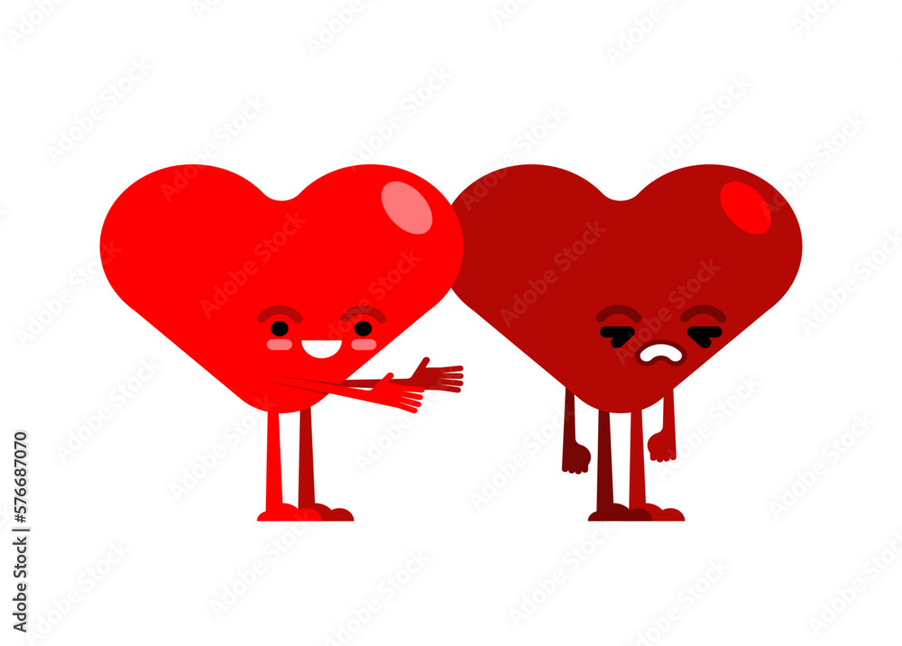 Hearts quarreled. Two love are arguing. Concept of discord in relationships. Quarrel of lovers. couple arguing Hearts quarreled. Two love are arguing. Concept of discord in relationships. Quarrel of lovers. couple arguing