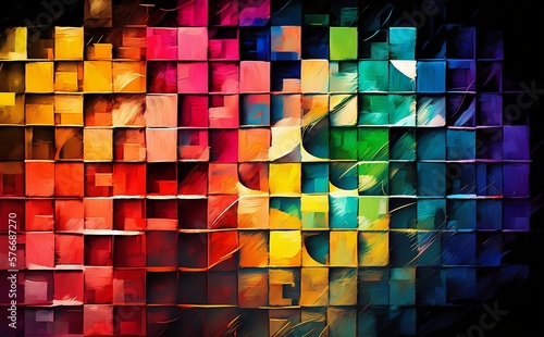 Abstract background with squares. Generative AI technology.