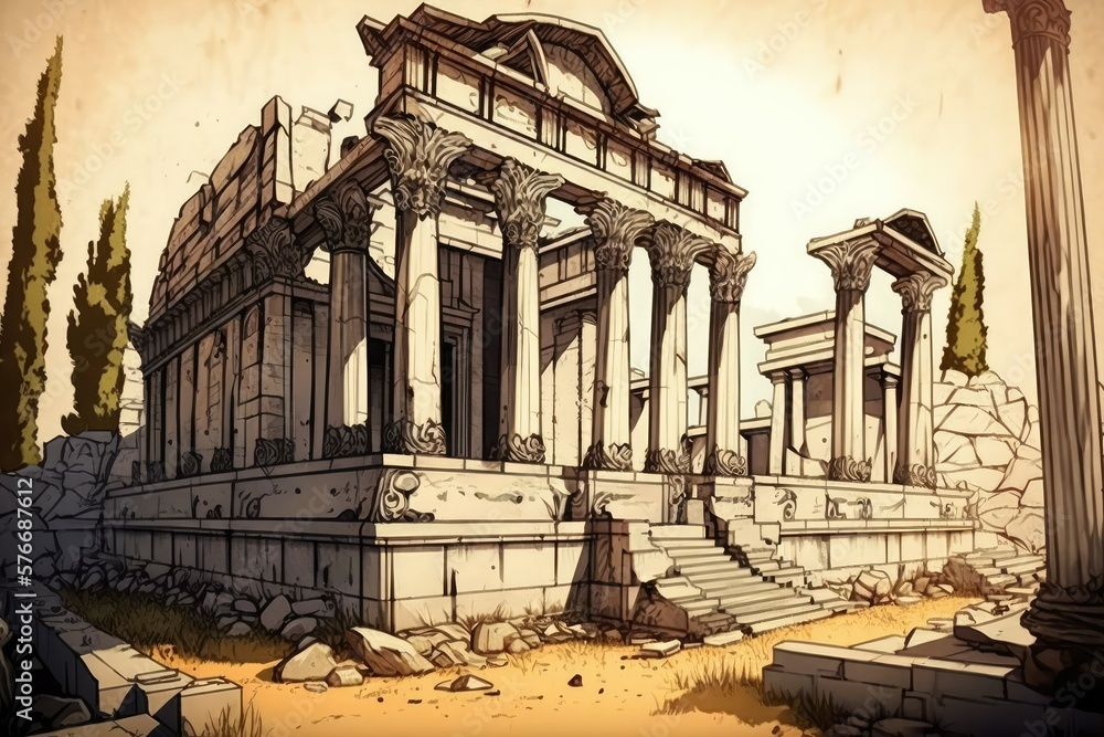 Ephesus' Egyptian Temple, the Serapeum. Generative AI