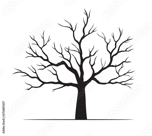 Old black Tree. Vectro Illustration. Outline graphic and isolated.
