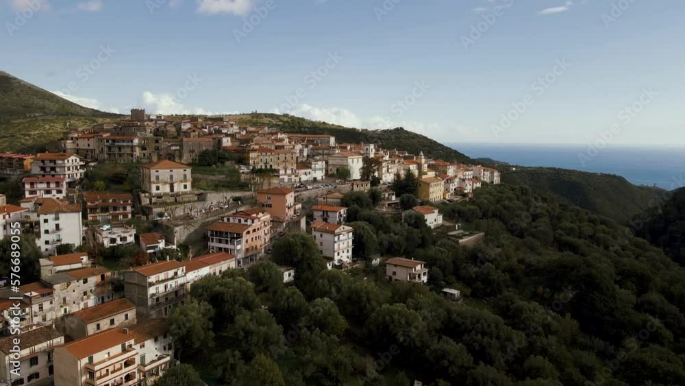 Aerial view of Marina di Camerota on hilltop, Salerno, Italy. Aerial view of Marina di Camerota on hilltop, Salerno, Italy.