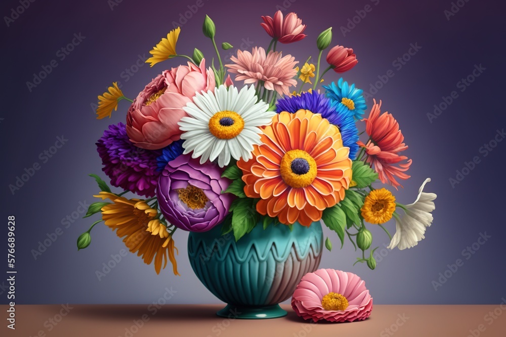 A beautiful bouquet of flowers in a vase for a holiday. On a black background. A beautiful bouquet of flowers in a vase for a holiday. On a black background.