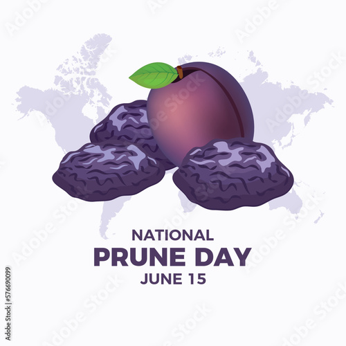 National Prune Day vector illustration. Dried plums icon vector. Prune plum drawing. June 15 every year. Important day