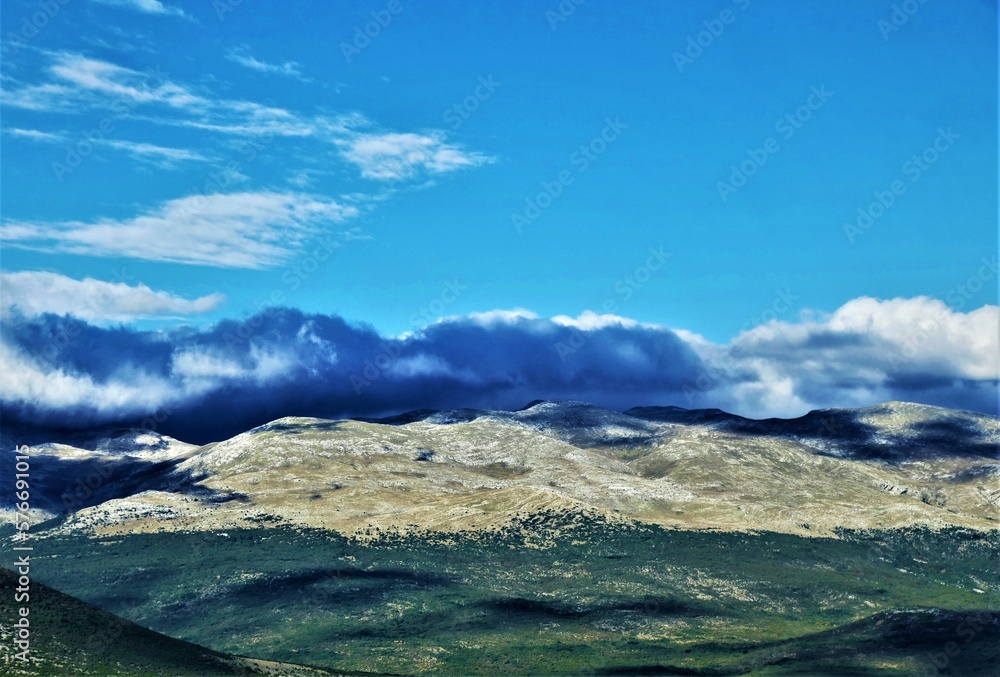 Big mountain with clouds